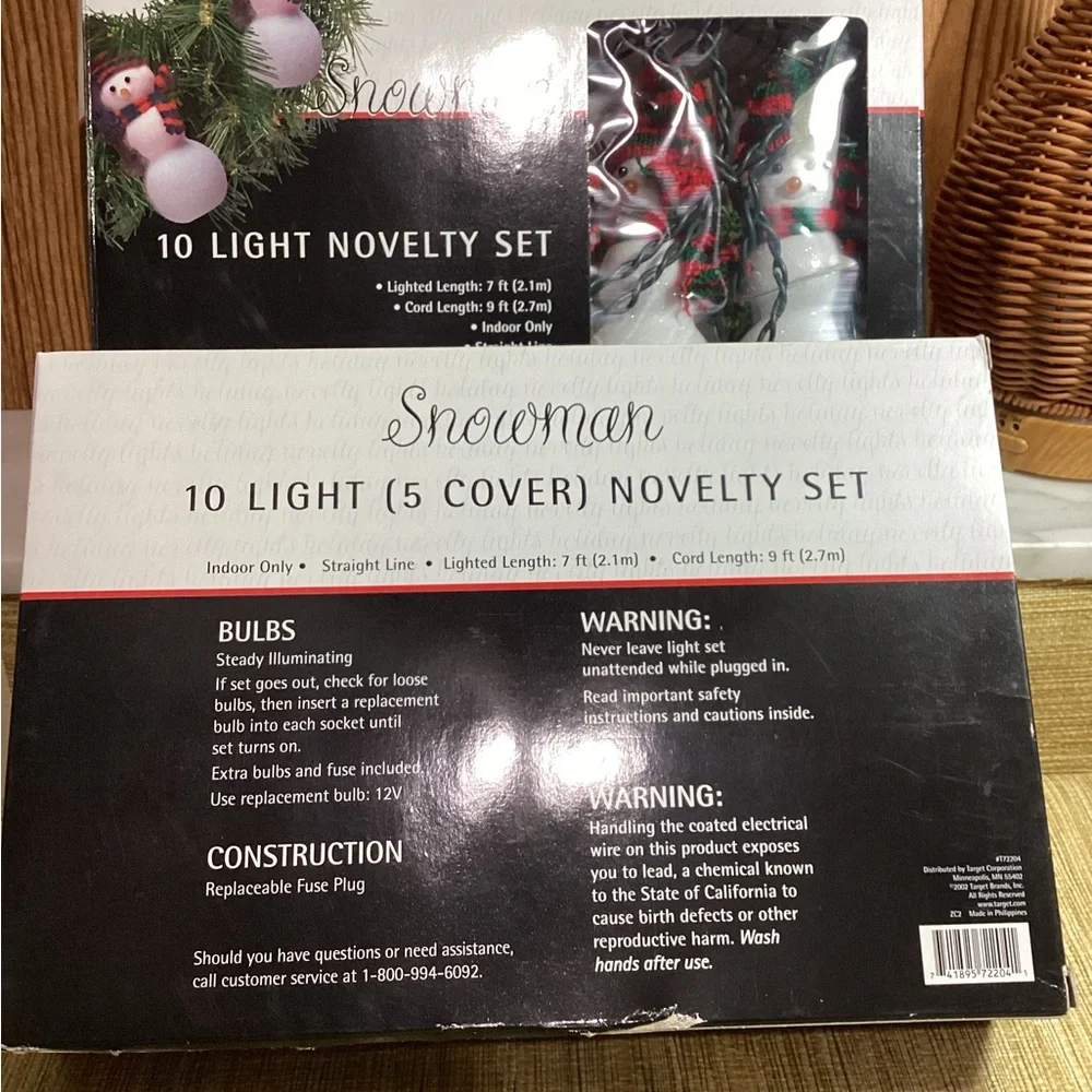 Vintage 2002 Target Festive Snowman Holiday Lights - Red and Green